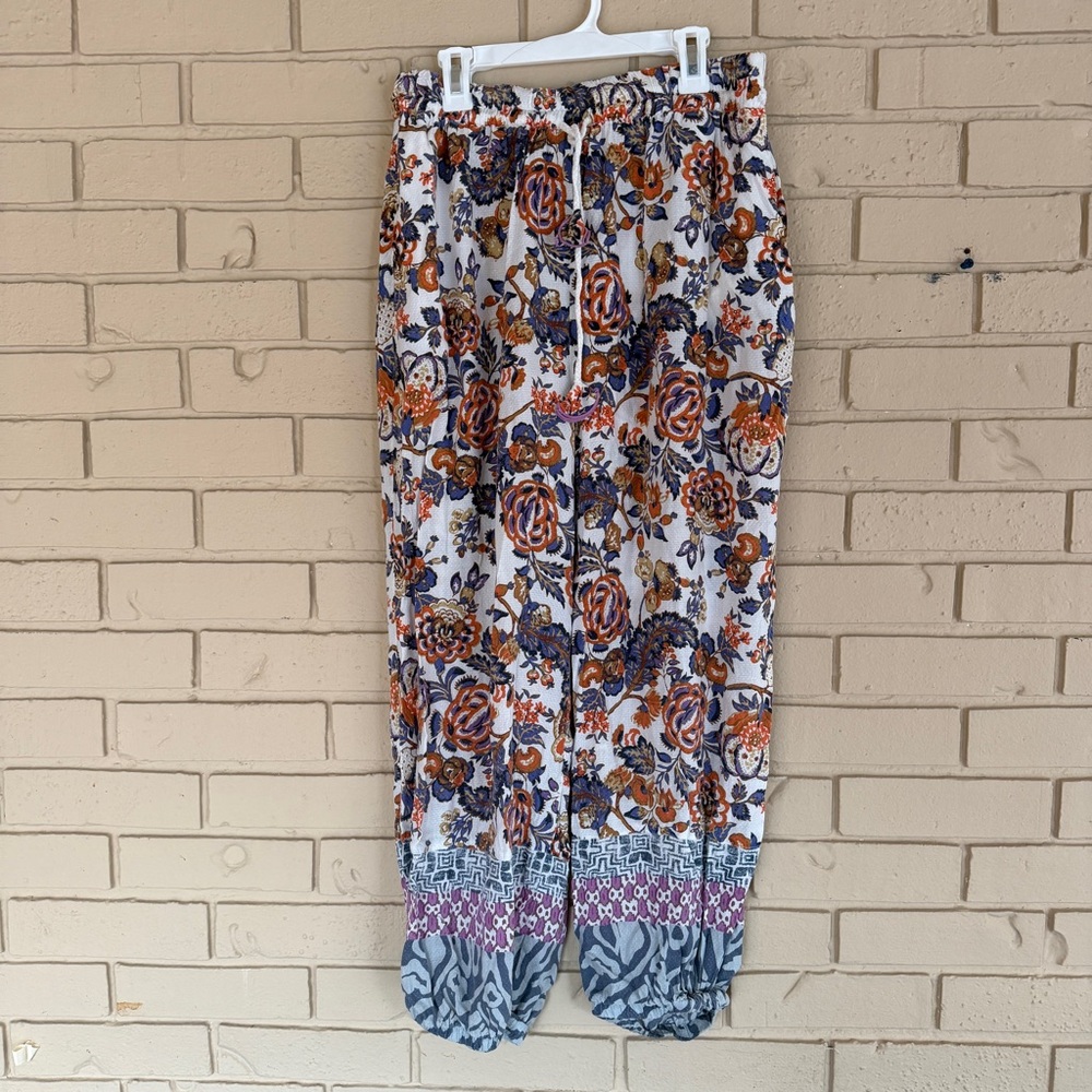 By Anthropologie Floral Lounge Pajama Pants Comfy Boho Hippie Festival Size XS - Picture 3 of 9
